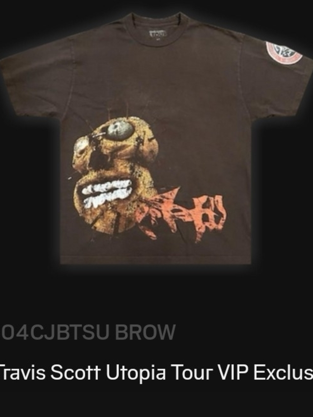 Cactus Jack Travis Scott VIP Exclusive Utopia Tour Brown T Shirt
